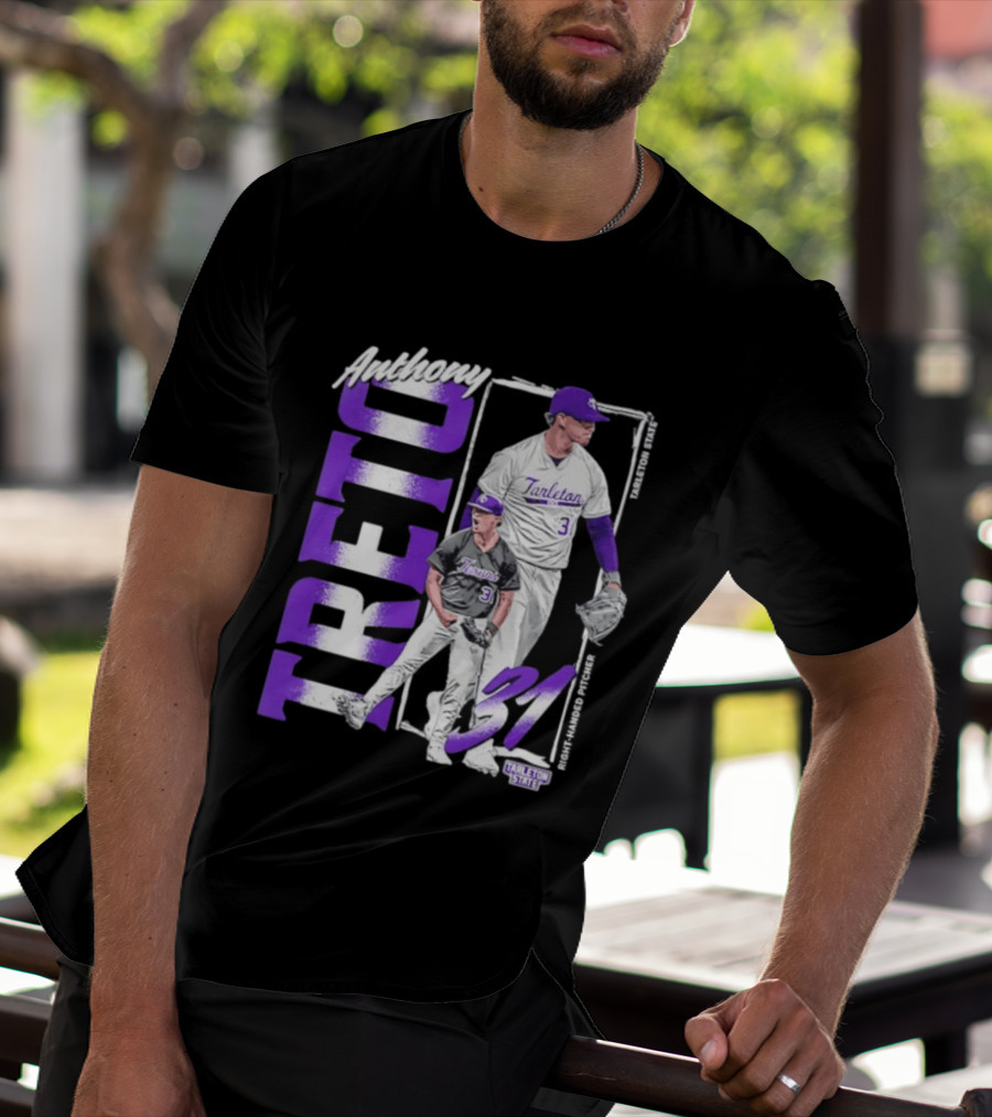 Anthony Treto 31 Tarleton State Baseball Pitcher T-Shirt