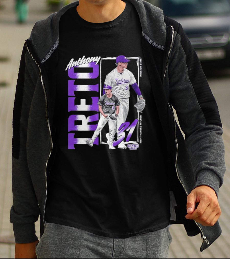 Anthony Treto 31 Tarleton State Baseball Pitcher T-Shirt