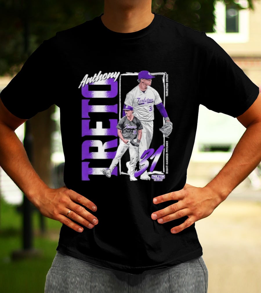 Anthony Treto 31 Tarleton State Baseball Pitcher T-Shirt