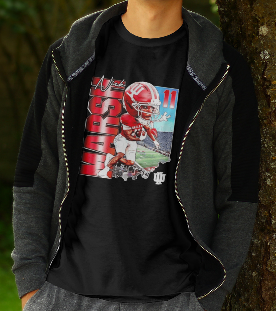 Nick Marsh Indiana Hoosiers Football Caricature 11 Stadium Scene T-Shirt