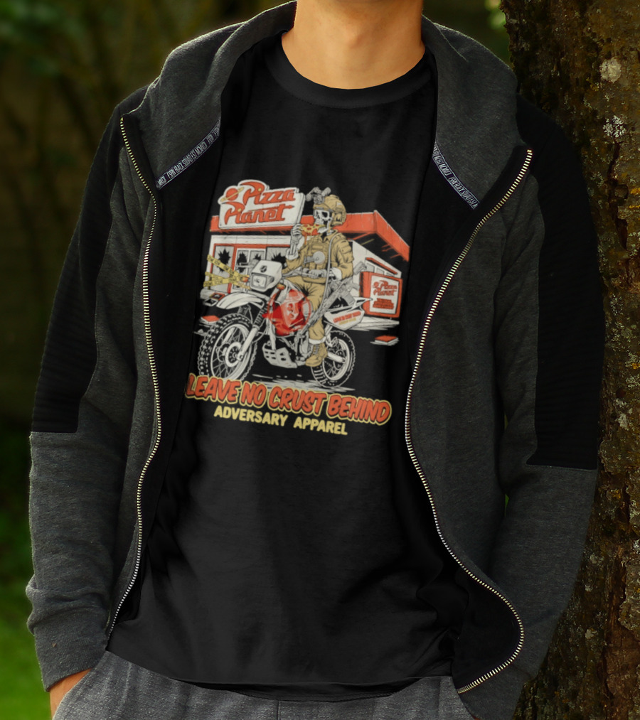 Pizza Planet Tactical Operations Department Funny Motorcycle Leave No Crust Behind T-Shirt