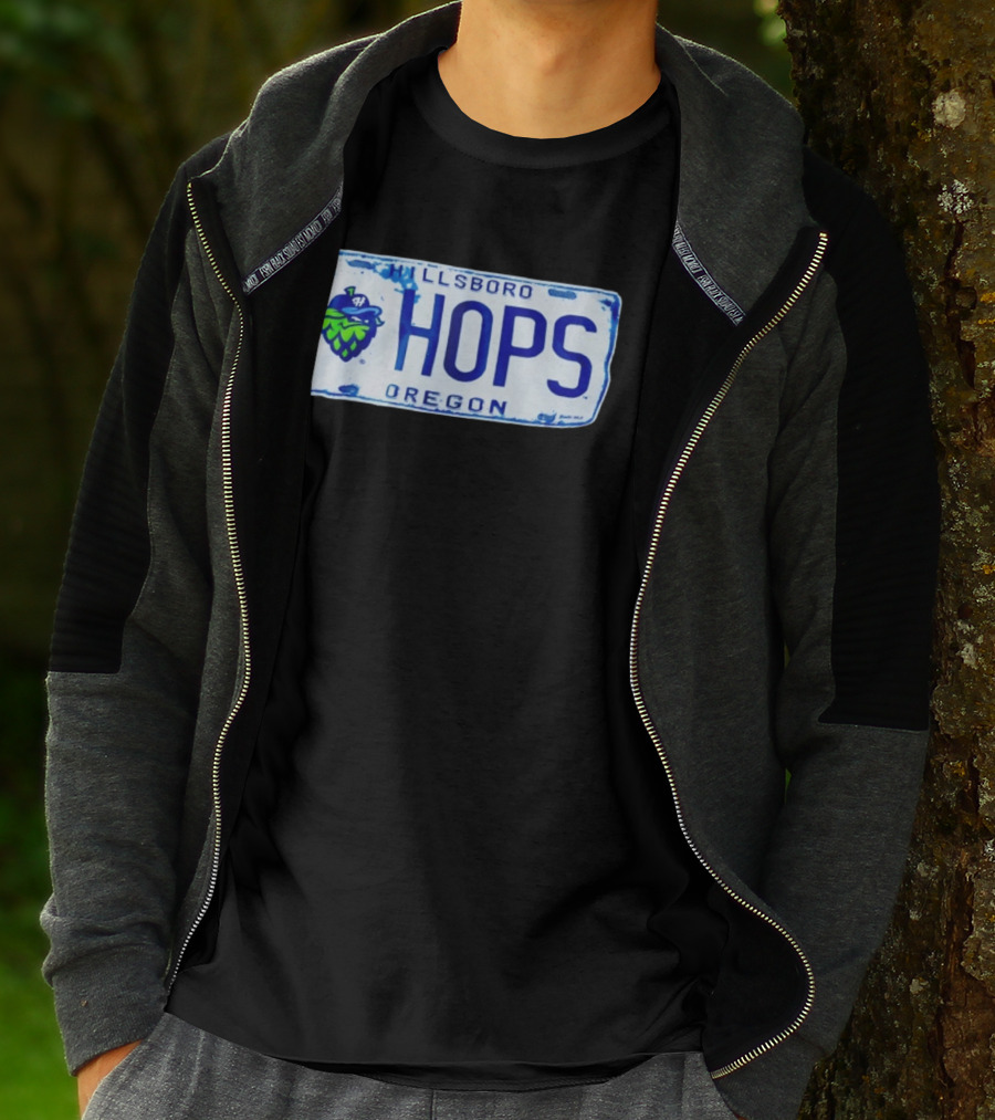 Hillsboro Hops Oregon License Plate Style With Hop Cone T-Shirt