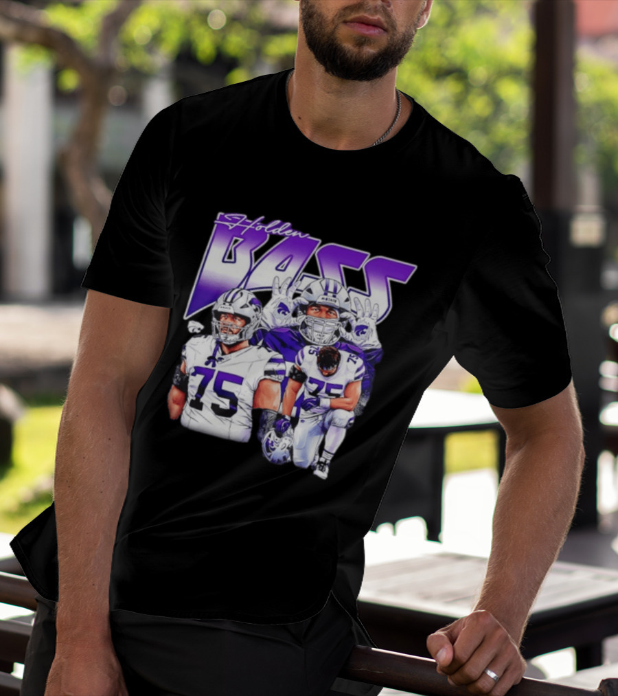 Holden Bass 75 Kansas State Wildcats NCAA Football Player T-Shirt