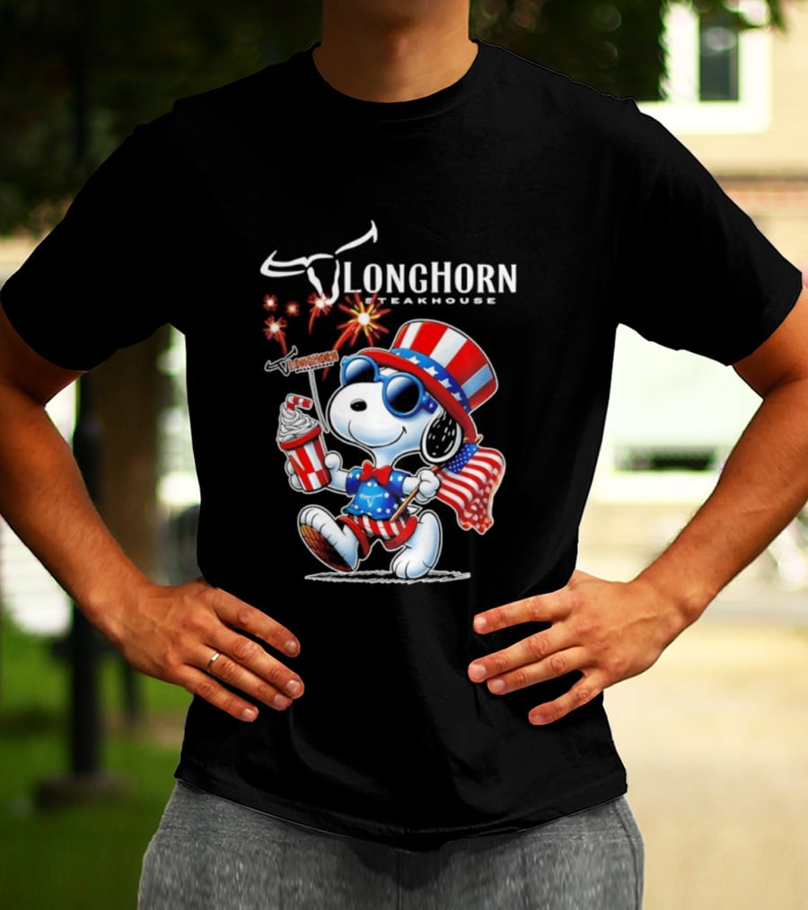 Snoopy Longhorn Steakhouse USA 1776 2026 250th Anniversary Celebration T-Shirt