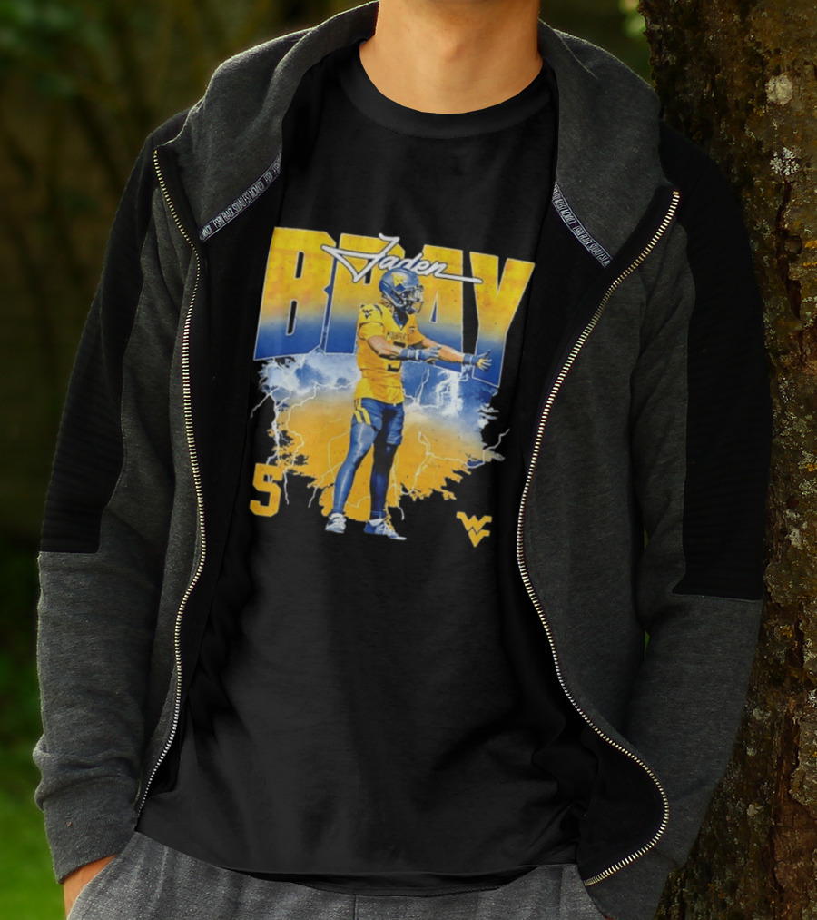 Jaden Bray 5 West Virginia Football NCAA Player WVU Mountaineers T-Shirt