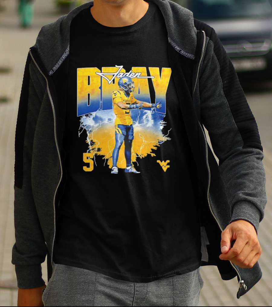 Jaden Bray 5 West Virginia Football NCAA Player WVU Mountaineers T-Shirt