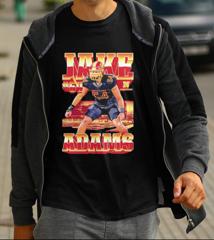Jake Adams 54 Northern State University NCAA Football Player Number T-Shirt