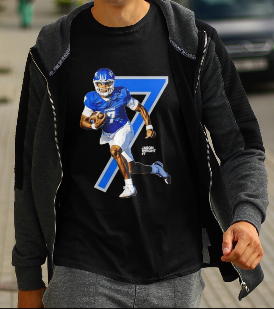 Buffalo Bulls Quarterback Jason Wright Number 7 NCAA Football Star Player T-Shirt
