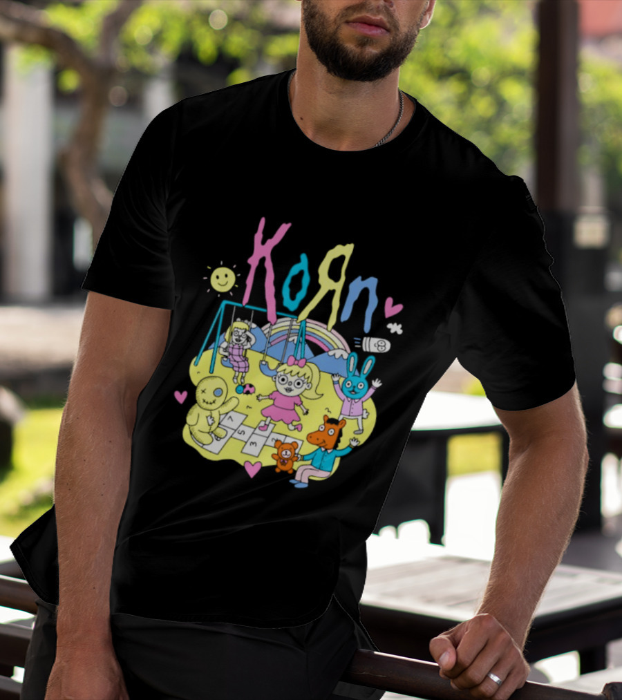 Korn Playground Cartoon Pastel Nu Metal Band T-Shirt