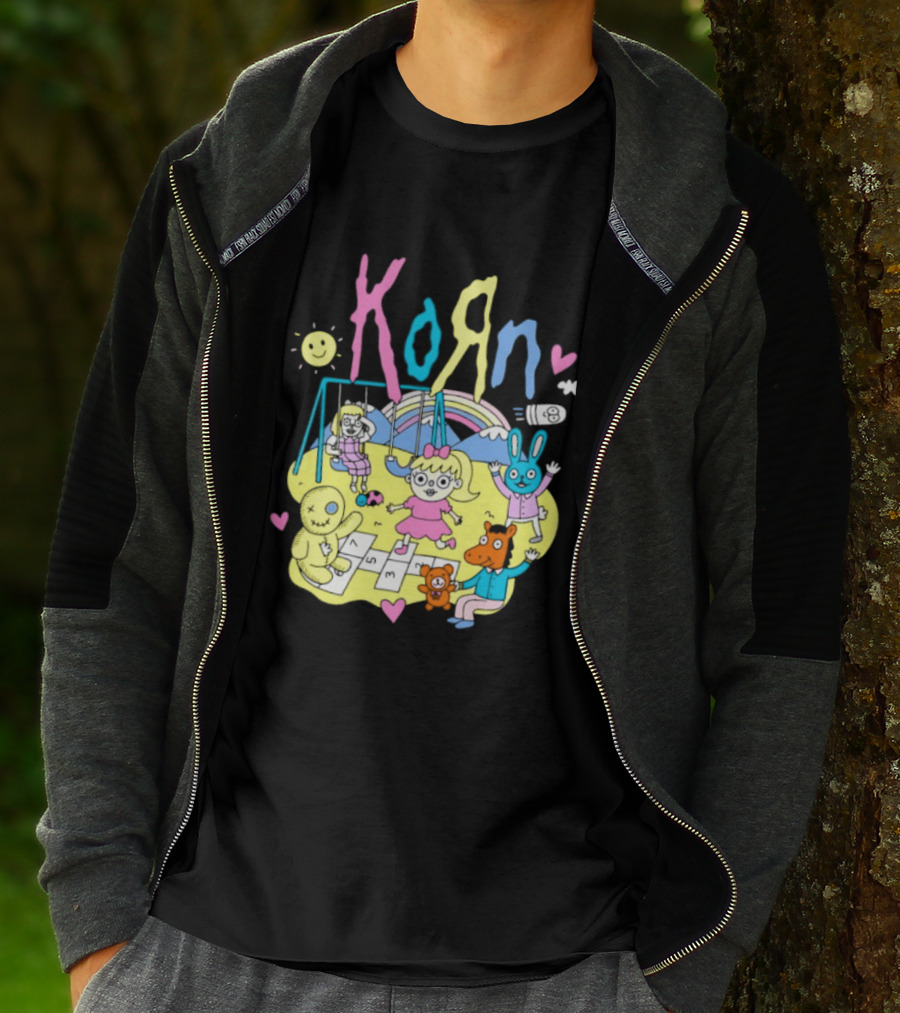 Korn Playground Cartoon Pastel Nu Metal Band T-Shirt