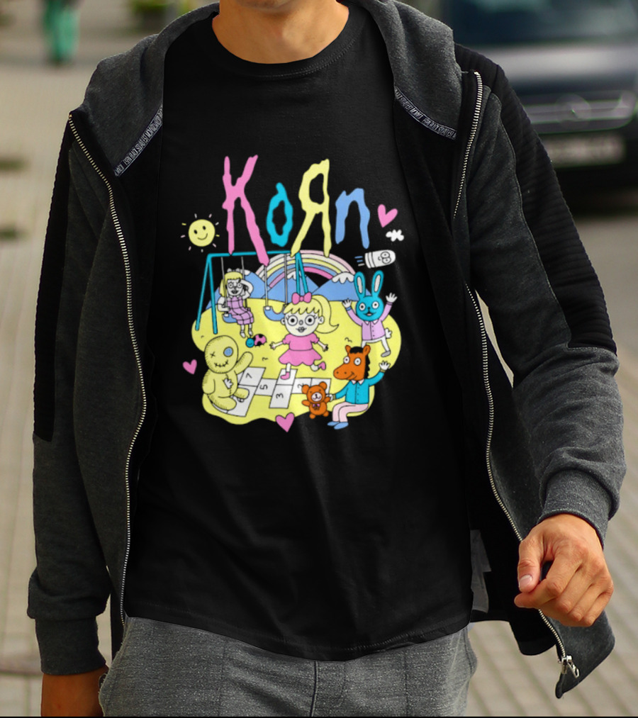 Korn Playground Cartoon Pastel Nu Metal Band T-Shirt