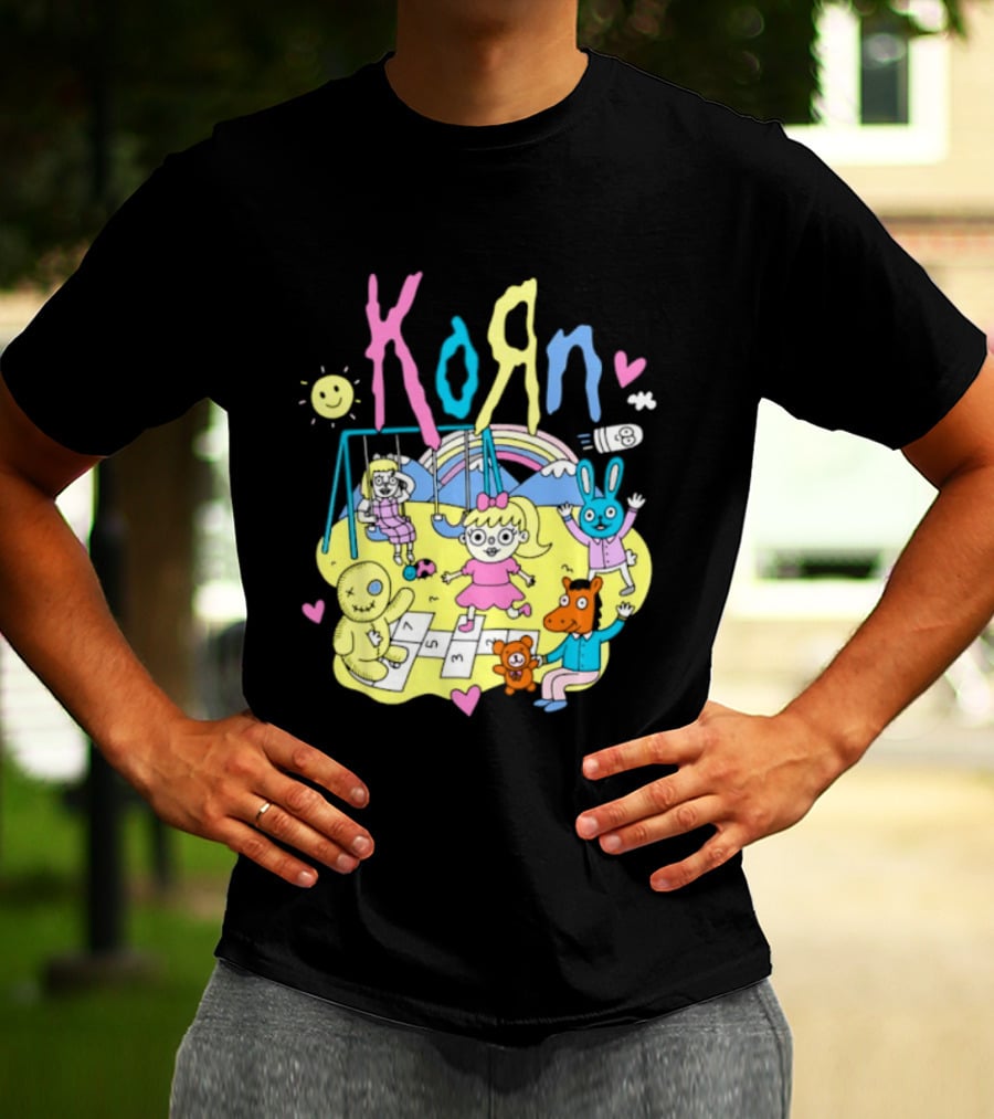Korn Playground Cartoon Pastel Nu Metal Band T-Shirt