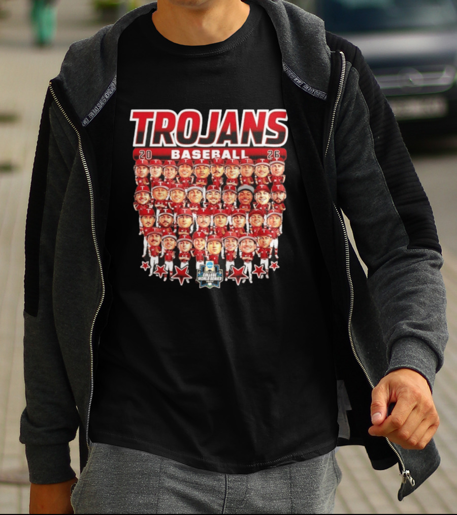 Trojans 2026 Baseball Team Caricatures NCAA College World Series T-Shirt