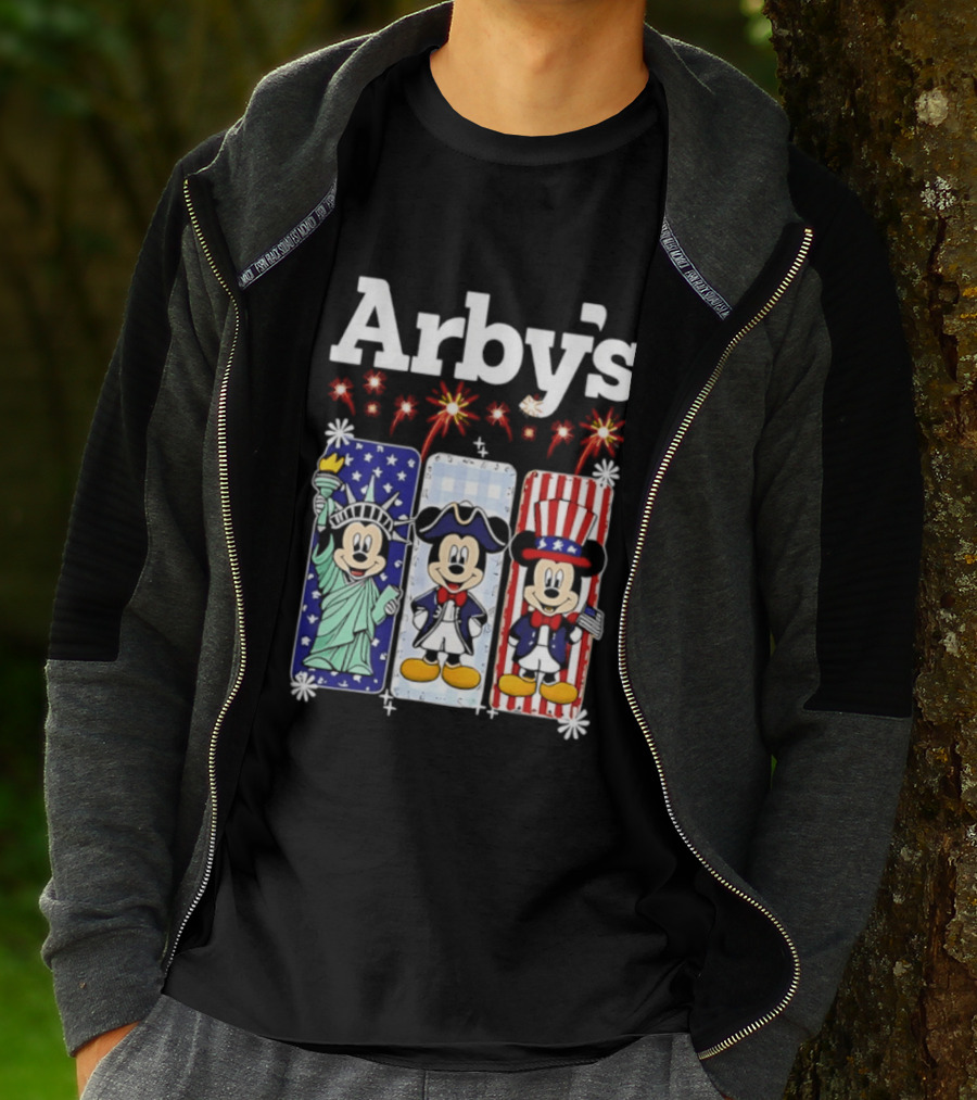 Arby's Mickey Mouse America 250th Anniversary Celebration With Statue Of Liberty And Uncle Sam Styles T-Shirt