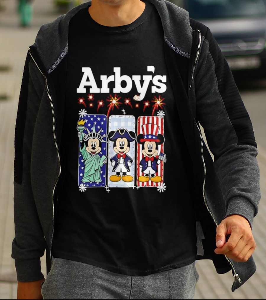 Arby's Mickey Mouse America 250th Anniversary Celebration With Statue Of Liberty And Uncle Sam Styles T-Shirt