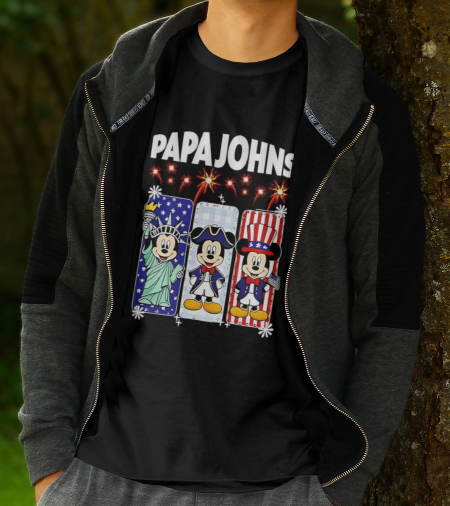 Papa Johns Mickey Mouse America 250th Anniversary Celebration T-Shirt