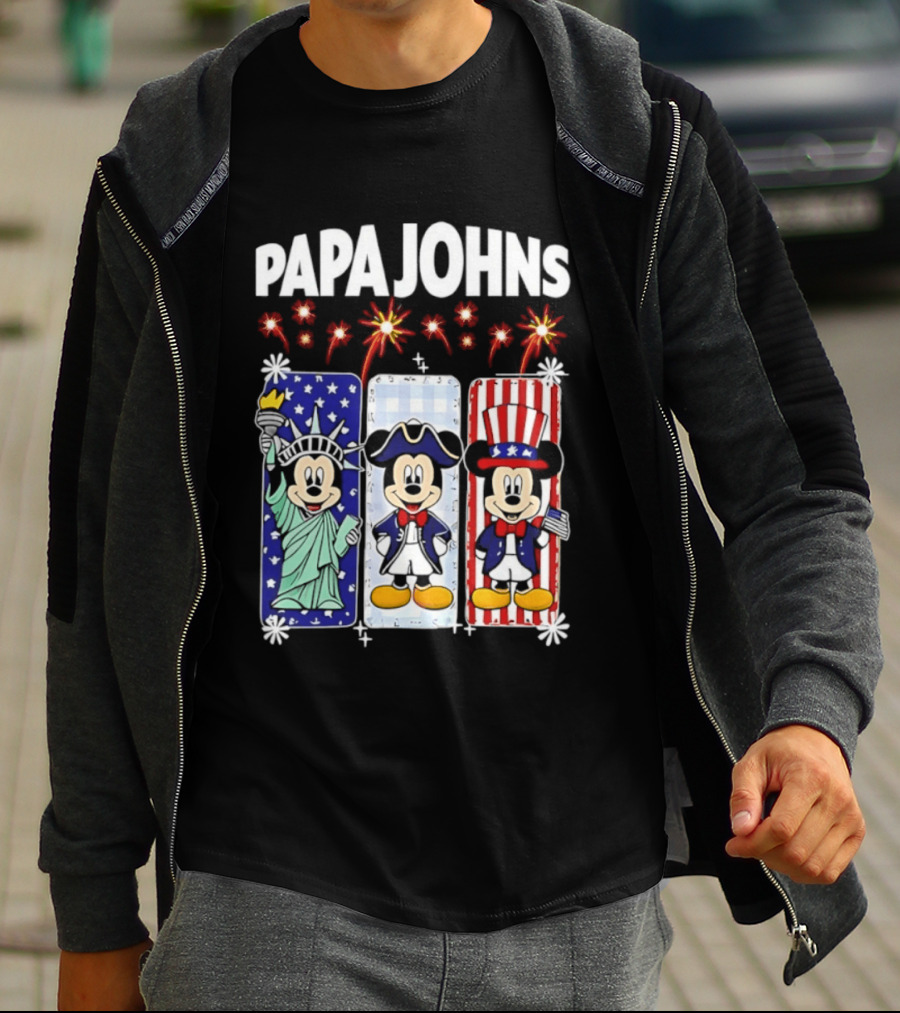 Papa Johns Mickey Mouse America 250th Anniversary Celebration T-Shirt