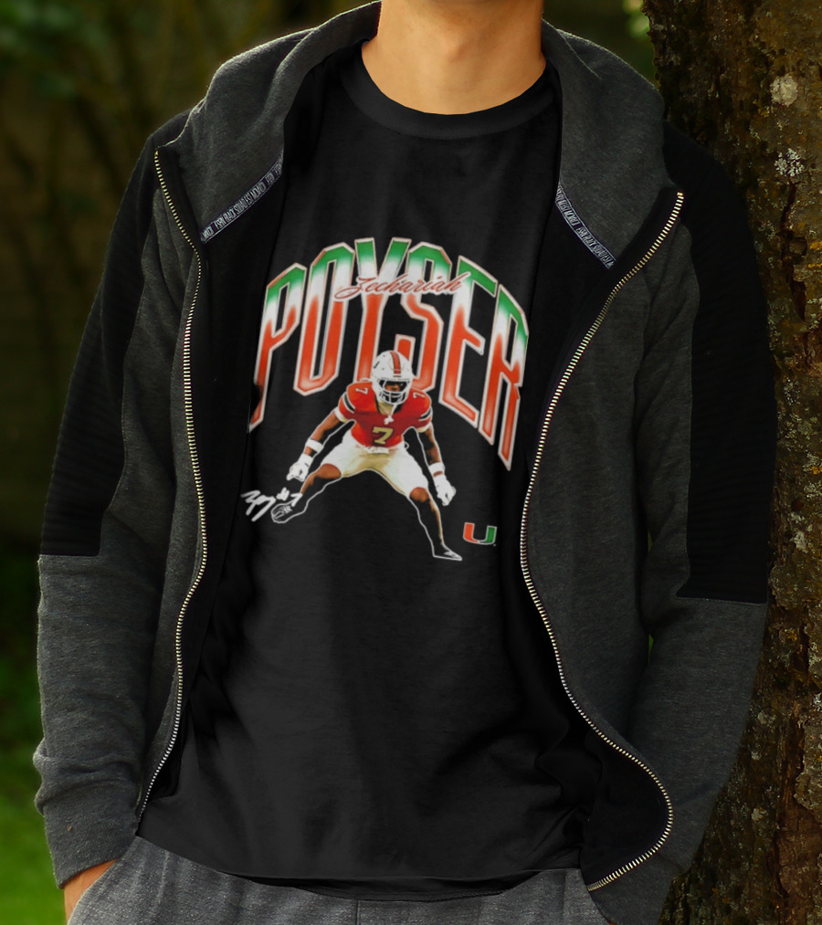 Zechariah Poyser Miami Hurricanes NCAA Football Player 7 UM T-Shirt