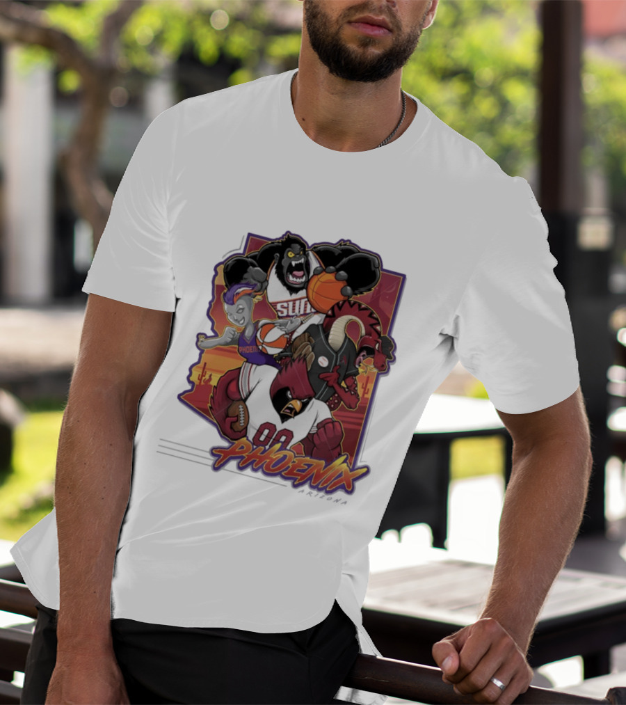 Phoenix Suns Gorilla Coyotes Snake Cardinals Bird Mascots Collage T-Shirt