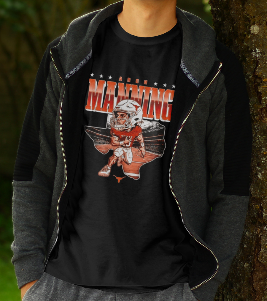 Arch Manning 16 Texas Longhorns NCAA Football Caricature Texas Stadium T-Shirt