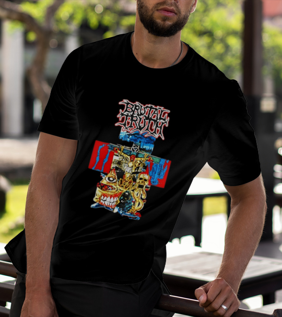 Brutal Truth Crucifix Skull Grindcore Band T-Shirt
