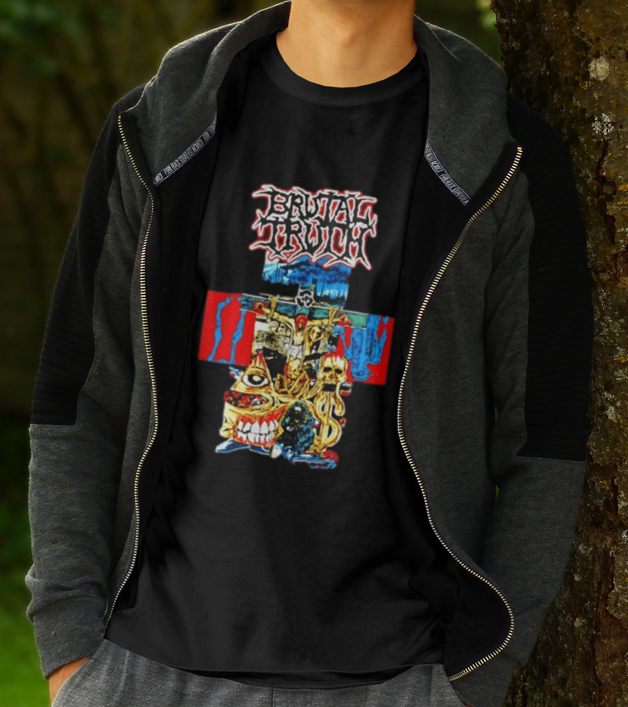 Brutal Truth Crucifix Skull Grindcore Band T-Shirt