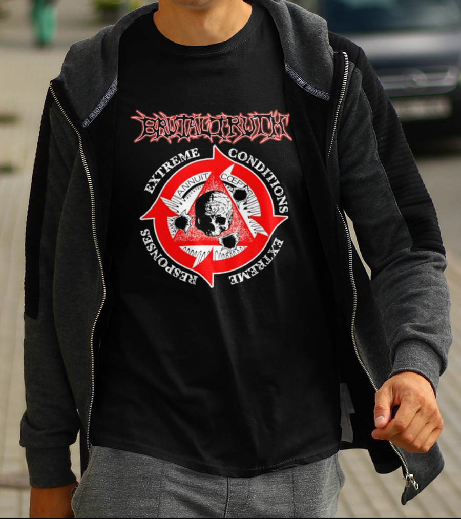 Brutal Truth Extreme Conditions Extreme Responses Skull Triangle Arrows T-Shirt