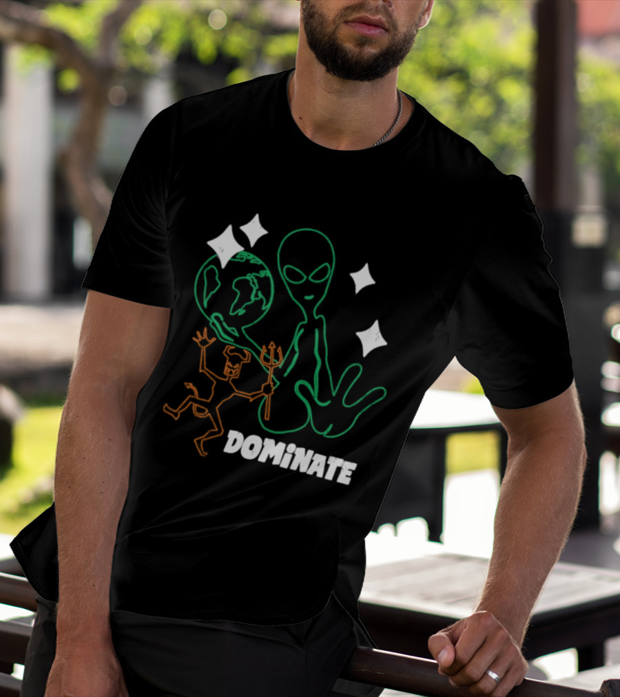 Dominate Alien Devil Earth UFO Stars T-Shirt