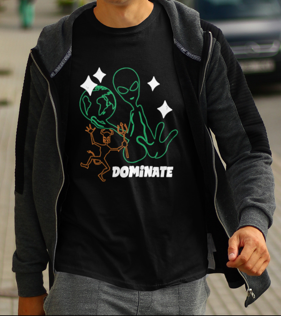 Dominate Alien Devil Earth UFO Stars T-Shirt