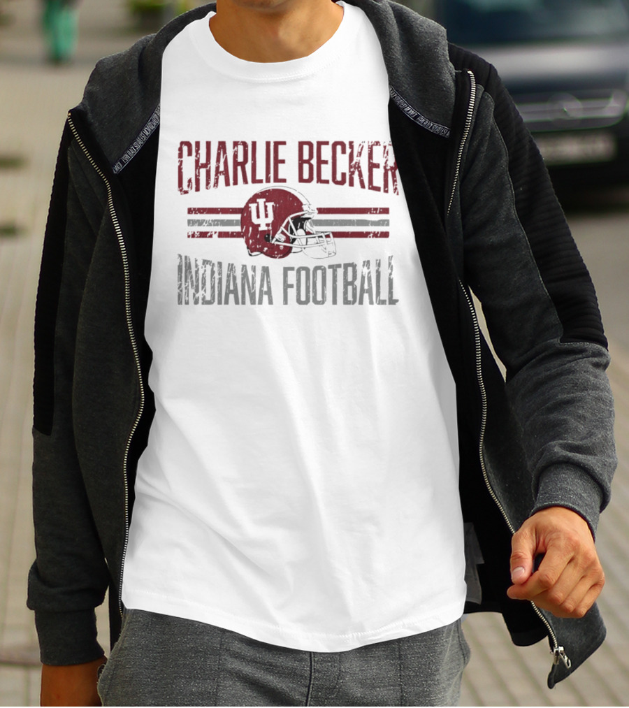 Charlie Becker Indiana Hoosiers Football Helmet Hero NCAA T-Shirt