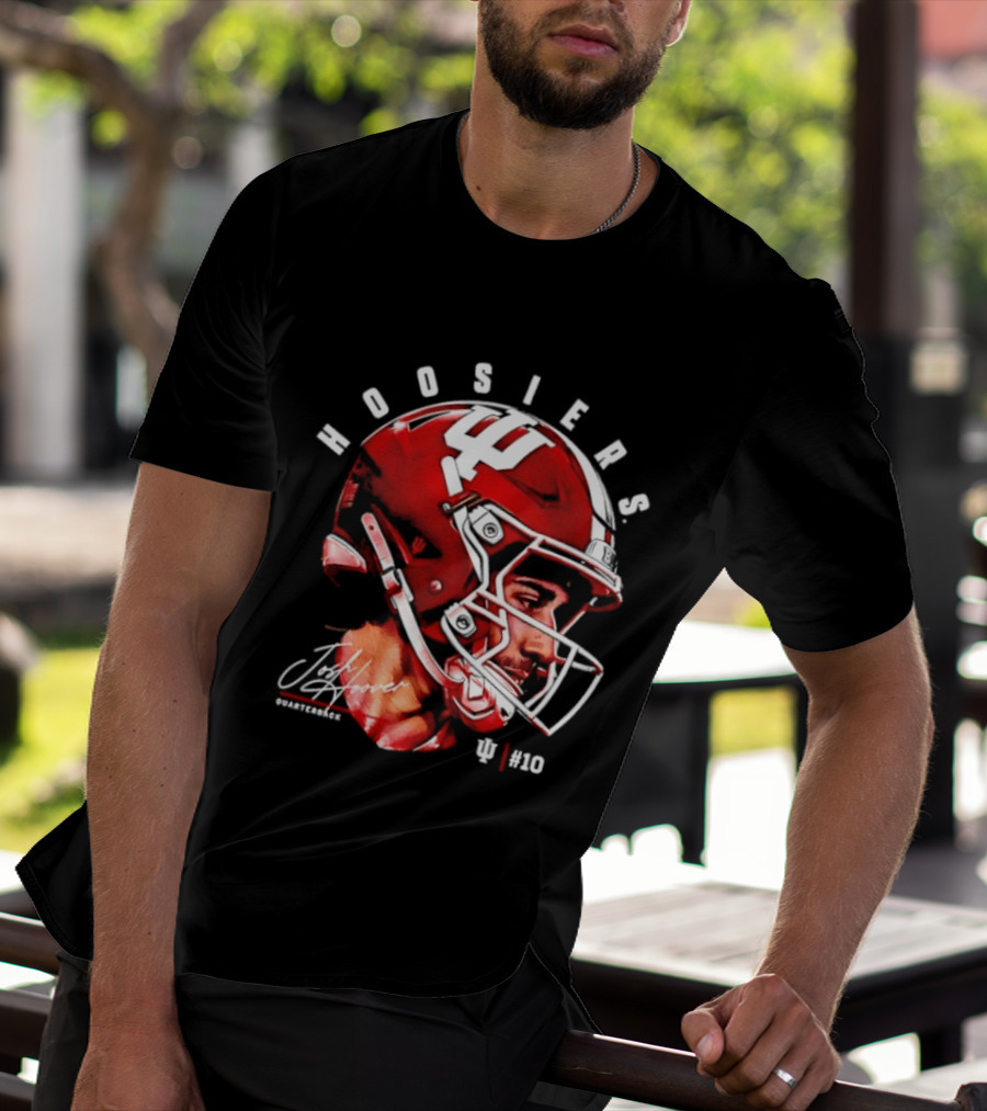 Josh Hoover 10 Indiana Hoosiers Football Helmet And Signature T-Shirt