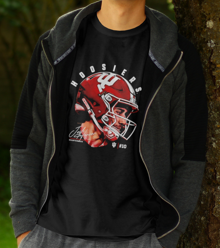 Josh Hoover 10 Indiana Hoosiers Football Helmet And Signature T-Shirt
