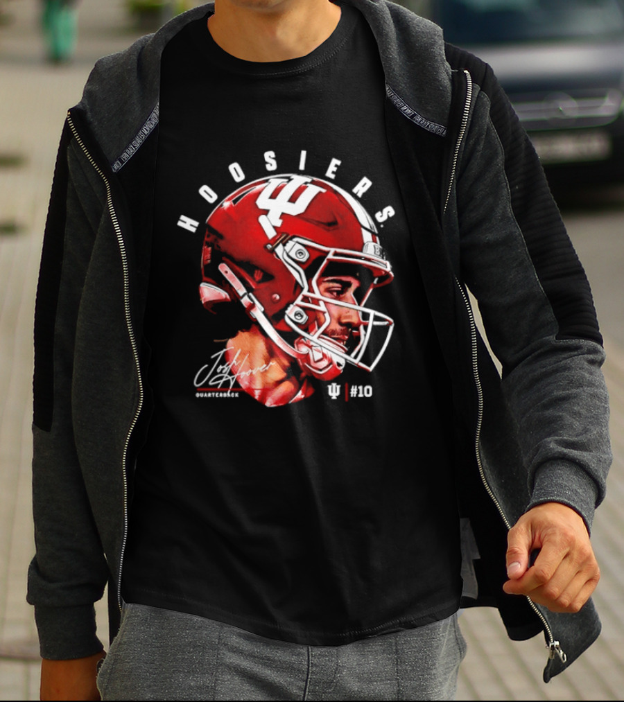 Josh Hoover 10 Indiana Hoosiers Football Helmet And Signature T-Shirt