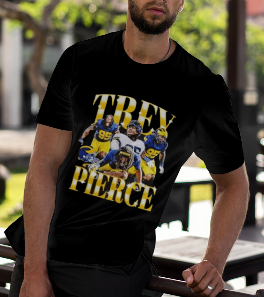 Trey Pierce Michigan Wolverines No 95 Football Collage T-Shirt