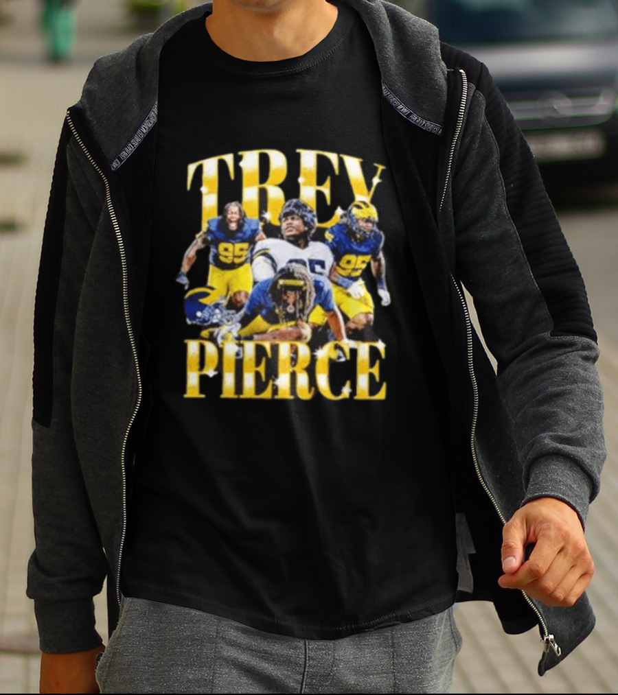 Trey Pierce Michigan Wolverines No 95 Football Collage T-Shirt