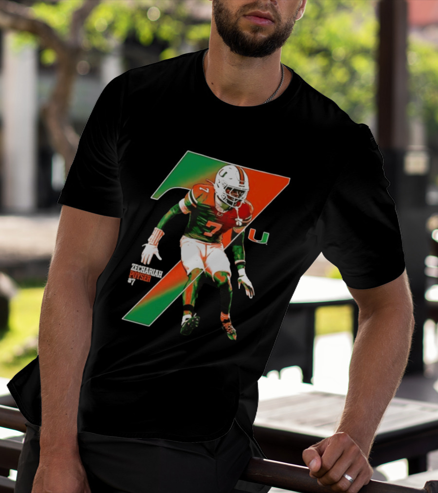 Zechariah Poyser 7 Miami Hurricanes NCAA Football Player T-Shirt