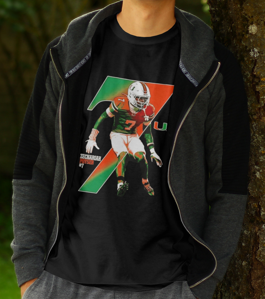 Zechariah Poyser 7 Miami Hurricanes NCAA Football Player T-Shirt