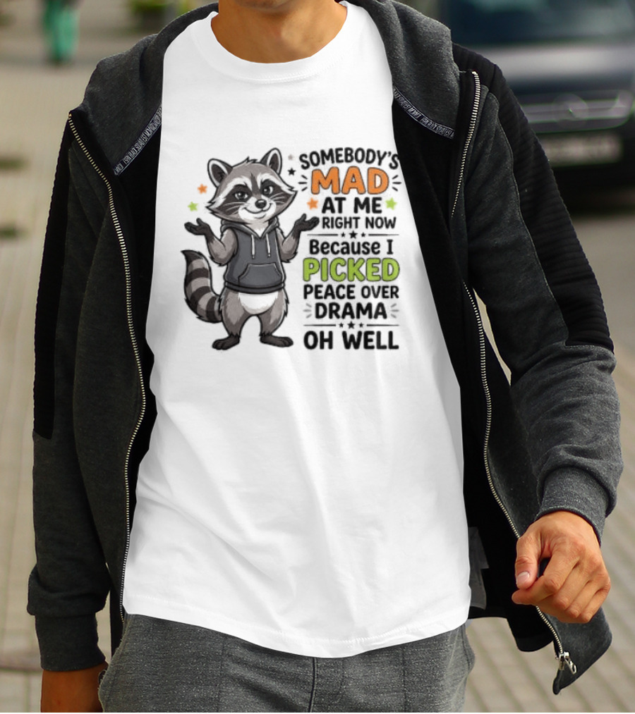 Somebody's Mad At Me Because I Picked Peace Over Drama Raccoon Oh Well T-Shirt
