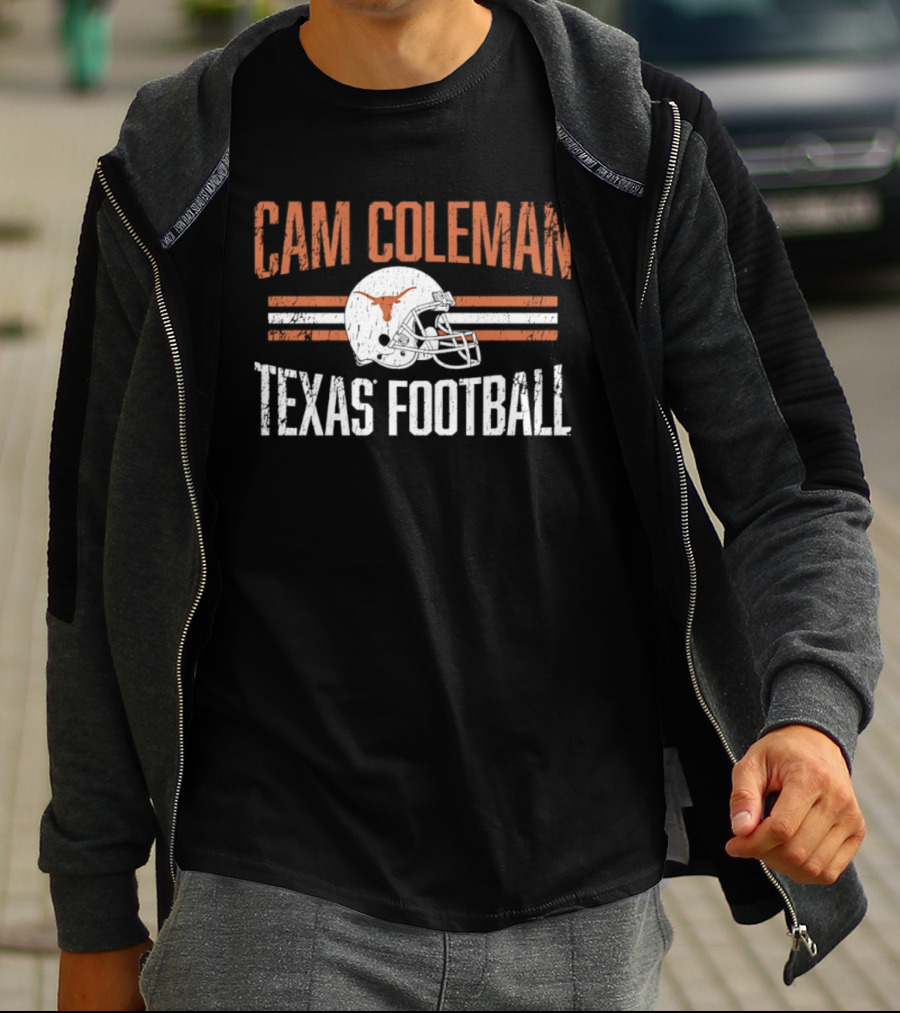 Cam Coleman Texas Longhorns NCAA Football Helmet Hero Texas Football T-Shirt
