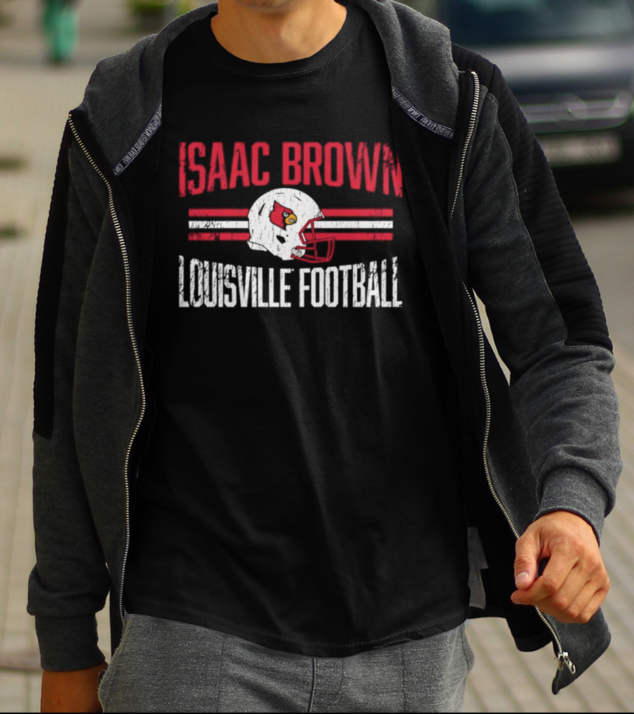 Isaac Brown Louisville Football Cardinals Helmet T-Shirt