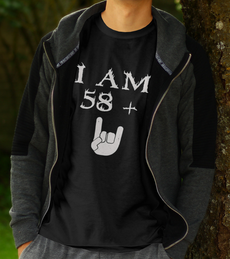 I Am 58 Plus Rock Hand Gesture T-Shirt