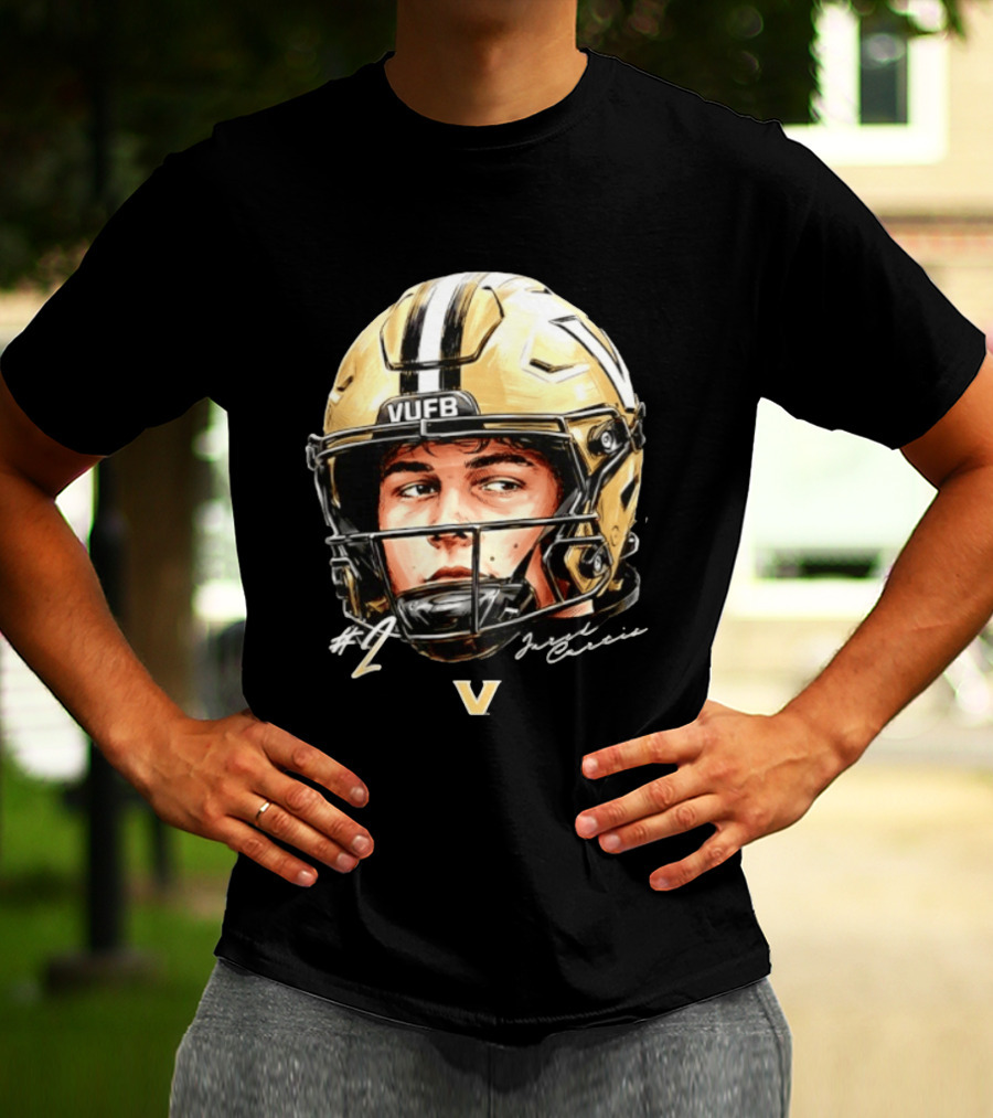 Jared Curtis 2 VUFB Vanderbilt Football Helmet T-Shirt