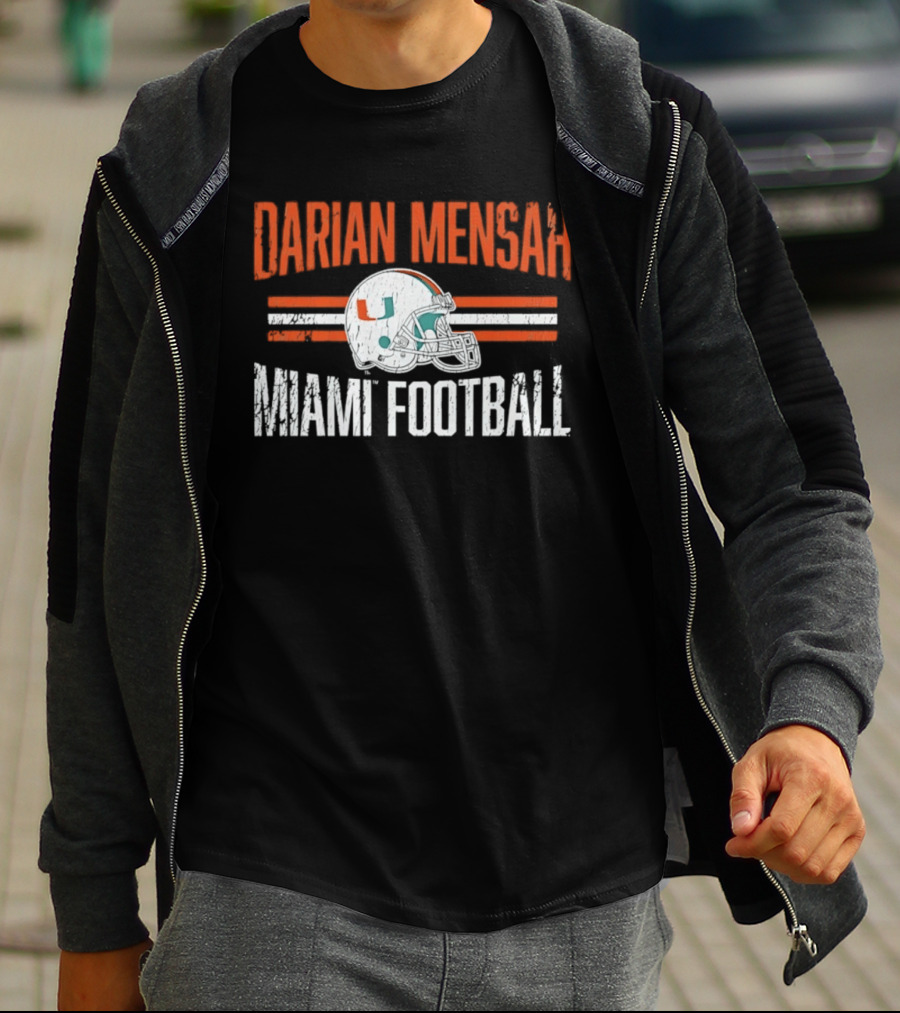 Darian Mensah Miami Football NCAA Hurricanes Helmet Hero T-Shirt