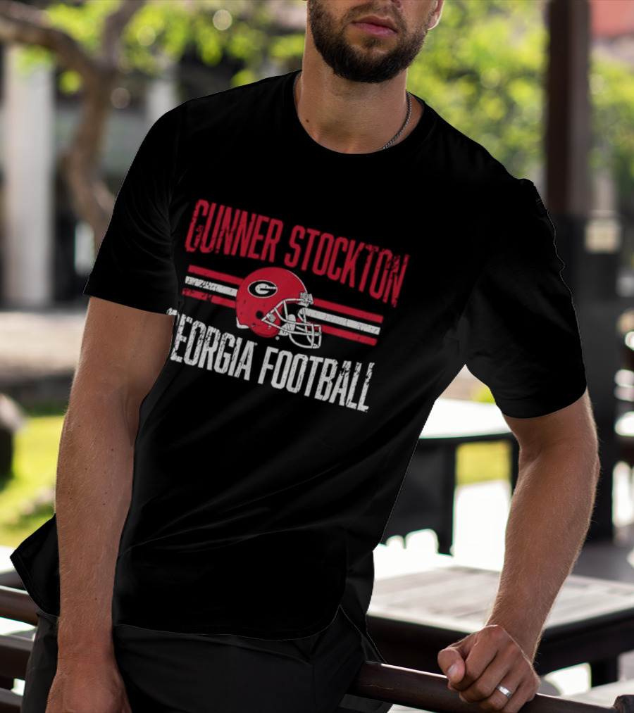Gunner Stockton Georgia Football Helmet UGA Bulldogs NCAA T-Shirt