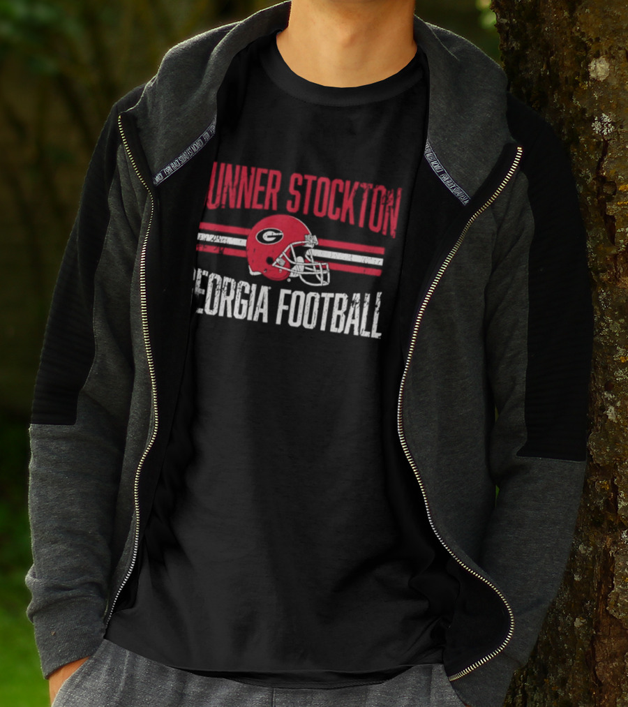 Gunner Stockton Georgia Football Helmet UGA Bulldogs NCAA T-Shirt