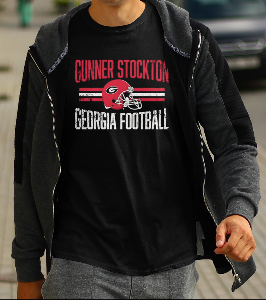 Gunner Stockton Georgia Football Helmet UGA Bulldogs NCAA T-Shirt