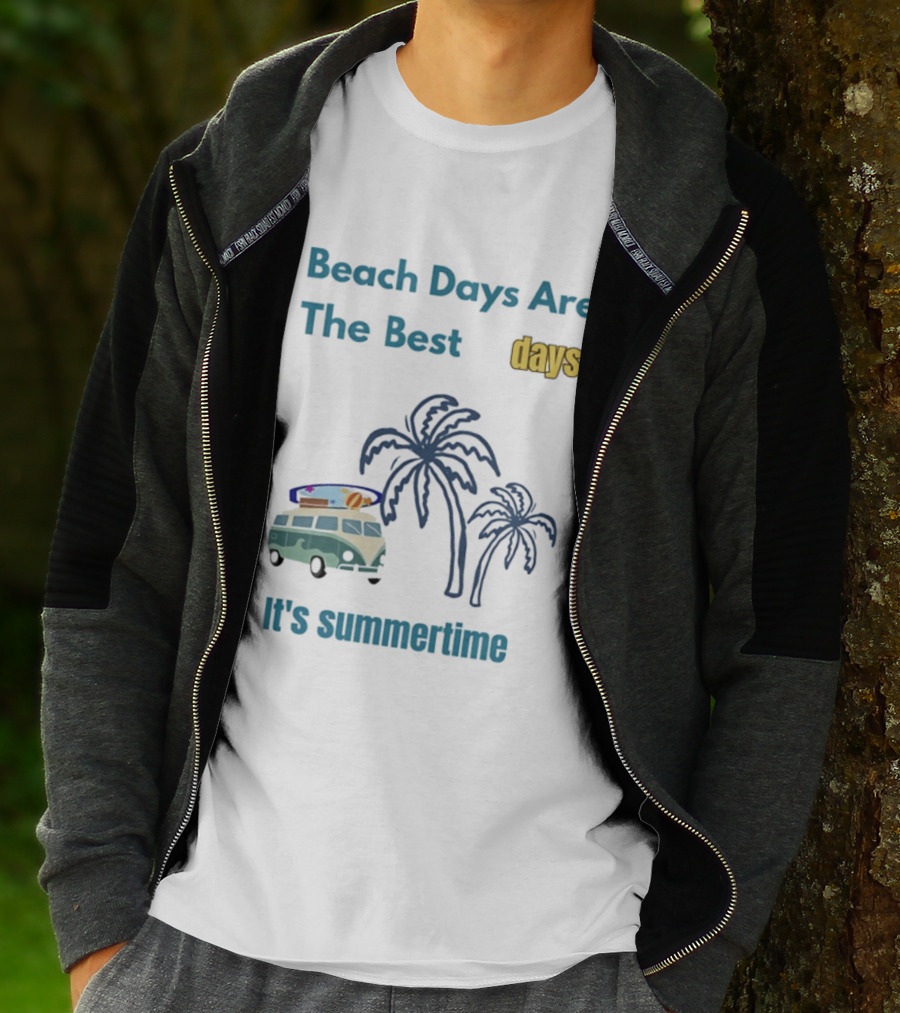 Beach Days Are The Best Days It's Summertime Palm Trees Surf Van T-Shirt
