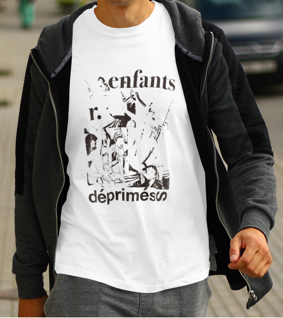 Enfants R Deprimes Monochrome Sketch Print T-Shirt