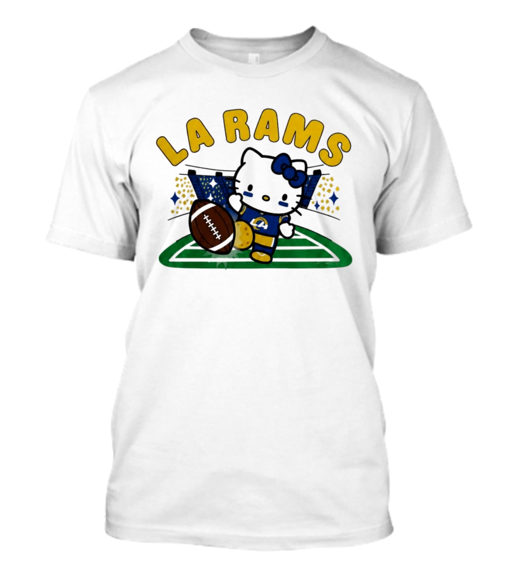 LA Rams Hello Kitty Football Kicking Stadium Scene T-Shirt
