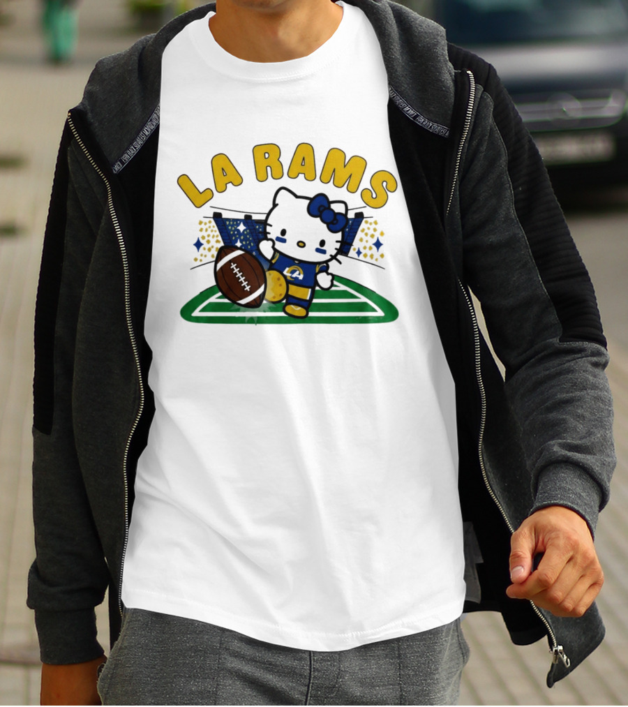 LA Rams Hello Kitty Football Kicking Stadium Scene T-Shirt